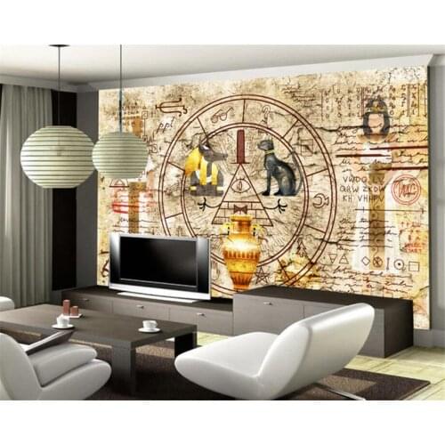 Beibehang Home decoration large living room bedroom wallpaper retro wall Egyptian mural 3d TV background mural 3d wallpaper