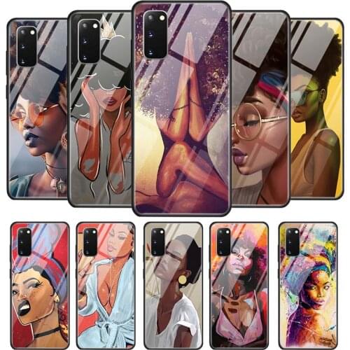 African Beauty Girl Cases For Samsung Galaxy S20 Ultra S10 5G S10e S8 S9 Note 10 8 9 Plus Tempered Glass Phone Coque
