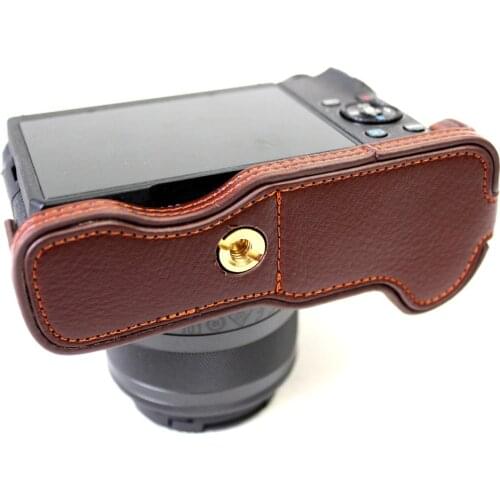 PU Genuine Leather Half Camera Bag Case Cover For Canon M6 EOSM6 EOS M6 With Storage Bag Bottom Opening Case
