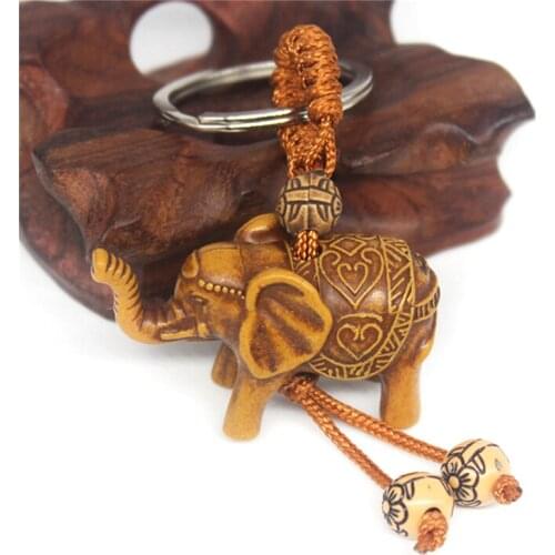 Lucky Feng Shui Wood Elephant Carving Wooden Pendant bag Carved Natural Home Decoration Decoration Gift