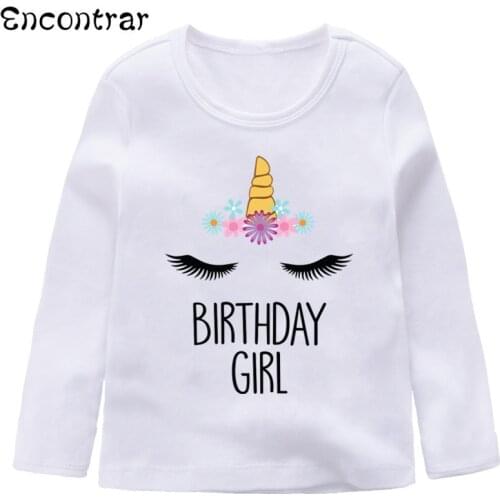 Kids Happy Birthday Unicorn/Pig/Star Design T Shirt Boys/Girls Cute Long Sleeve Tops Childrens Funny Casual T-Shirt,LKP3074