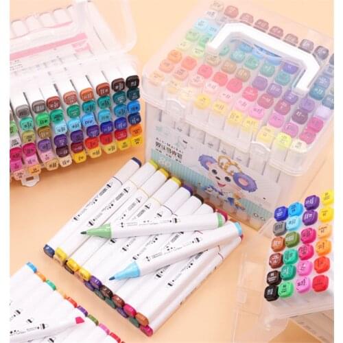 Double Headed Markers Pens Set Oily Multicolor Hook Liner Sketching Markers For Drawing Student Painting Watercolor Pen Children