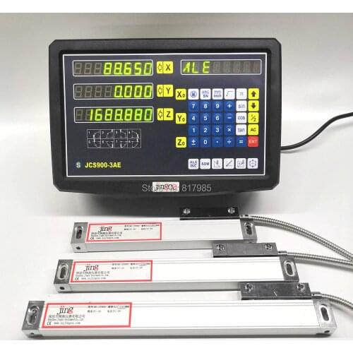 Milling lathe Digital Readout DRO display and 3 pieces linear scale travel 100-1020mm 5micron linear encoder complete dro kits