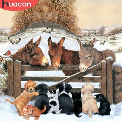 HUACAN Full Drill Diamond Painting Donkey Art Rhinestone Sale Diamond Embroidery Animal Mosaic Dog Handicraft Handmade Gift