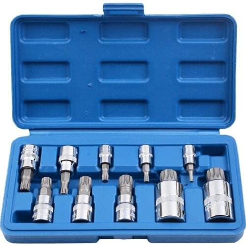 Julydream 10PC XZN Triple Square Spline Bit Socket Set 1/4-Inch, 3/8-Inch and 1/2-Inch Drive 4MM-18MM Hand Tool Kit