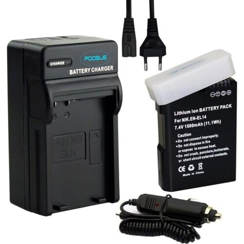 US/EU Cable +EN-EL14 /EN-EL14a EL14 Battery +ENEL14 Charger for Nikon P7800,P7100,D5300,D5200,D3200,D3300,D3100 Battery