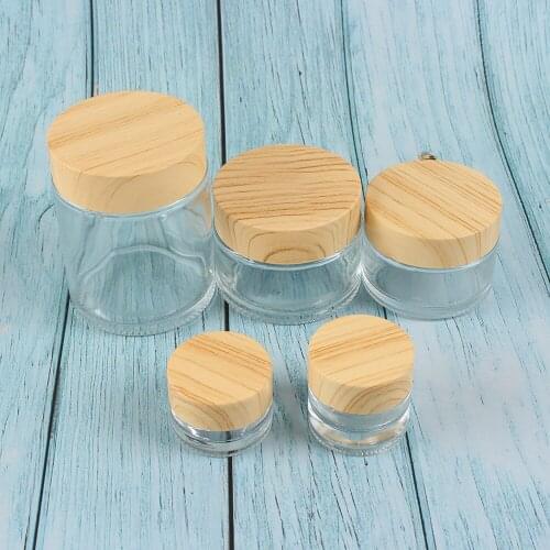 Wood Grain Glass Cream Box Frosted Face Cream Bottled Portable Travel Mask Cosmetic Box Liquid Foundation Lotion Refillabe