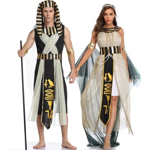 Halloween Costumes Ancient Egypt Egyptian Pharaoh King Empress Cleopatra Queen Costume Cosplay Clothing for Men Women