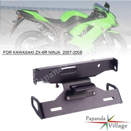 LED Light License Plate Bracket Holder Support Registration Plate Number Frame Kit For KAWASAKI ZX-6R NINJA ZX6R 2007-2008