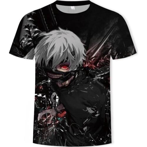Summer new hot-selling anime 3D printing Tokyo Ghoul pattern Harajuku T-shirt male and female same paragraph T-shirt