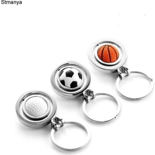 3 Desing Rotation Football metal Keychain golf basketball Car Key Chain Key Ring key pendant For Man Women Gift Jewelry #17122