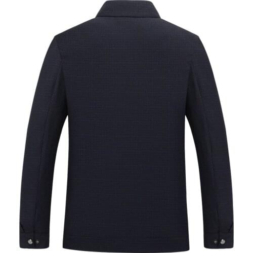 Mens Autumn And Winter Solid Color Men Casual High Quality Jacket Male Turn-down Collar Plaid Coats