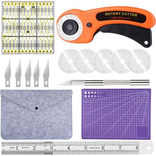LMDZ 45mm Rotary Cutter Tool Kit Rotary Cutter With Cutting Mat ,Patchwork Ruler, Carving Knife, Rotary Cutter Kit for Sewing