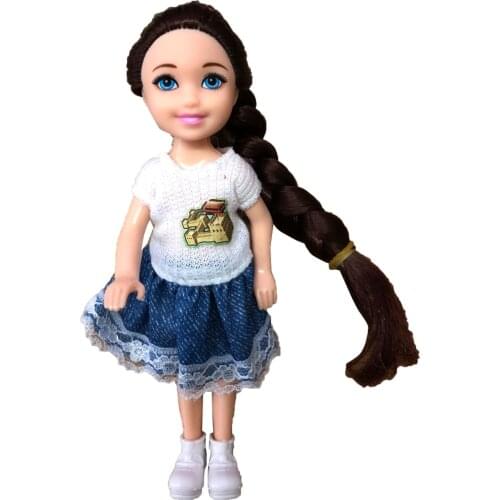 NK 1 Set Girls Doll 5 Movable Jointed Mini Doll 14 cm Cute Doll + Shoes+Outfit For Kelly Doll Girls Gift Baby Toys 11C 1X