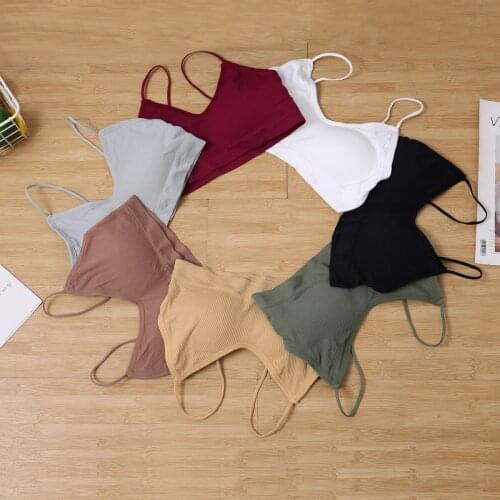 New Push Up Bras For Women Girls Students Seamless Bralette Soft Sexy Lingerie Sports Padded Vest Wireless Striped knitting Bras