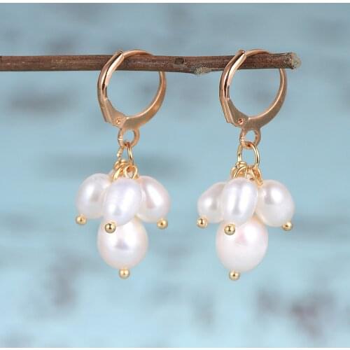 New Fashion Oval Freshwater Pearl Dangle Drop Korean Earrings For Women Grape Bunch Statement Gold Earring Wedding 2020 Jewelry