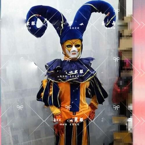 Halloween cosplay clown costume Venice Europe court dress Clown suit bar role play masquerade headdress clothing