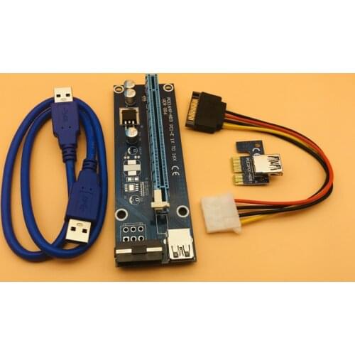 50PCS VER006 Riser PCIe PCI-E 1X to 16X Riser Card 15Pin SATA to 4Pin IDE Power Cable USB3.0 Cable for BTC Antminer Miner Mining