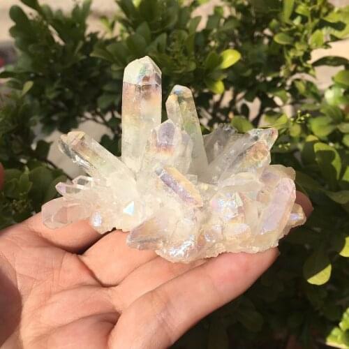 100g Rare beautiful white flame aura quartz crystal cluster specimen