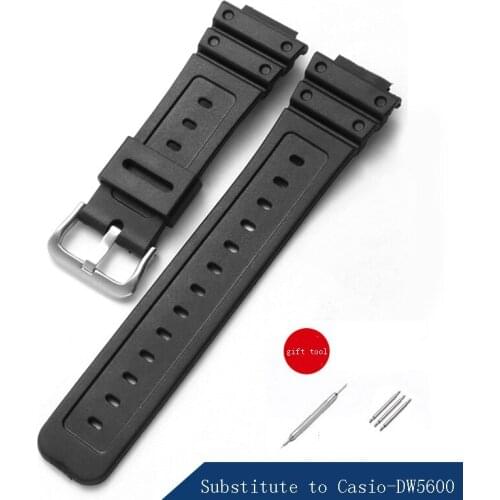 Resin Watchband Replace G-SHOCK DW5600/GW5610 Series Soft Rubber Silicone Strap Black Mens Watch Chain