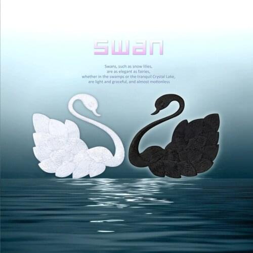 20pcs/lot Swan Embroidery Diy Patch Black White Clothing Decoration Cute Iron on Transfer