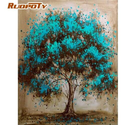 RUOPOTY Frame Picture Diy Oil Painting By Numbers Trees Landscape Acrylic Wall Art Home Decors Coloring By Numbers For Diy Gift