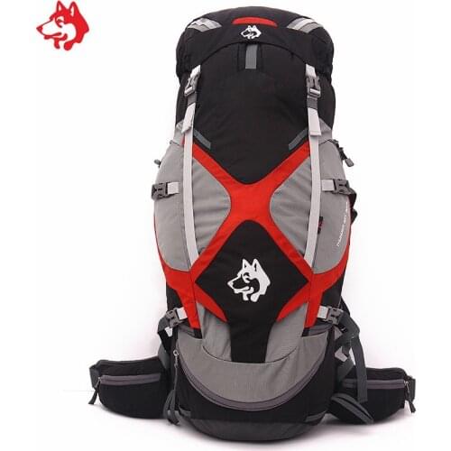 New design comfortable Black/Blue/Green 60+5L outdoor hiking bag with suspension system trekking climbing camping backpack