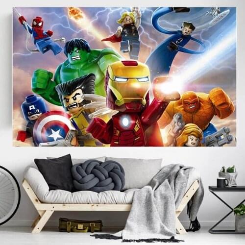 Marvel Avengers Anime Canvas Painting Superhero Iron Man Hulk Poster Nursery Wall Art Picture for Kids Living Room Home Decor