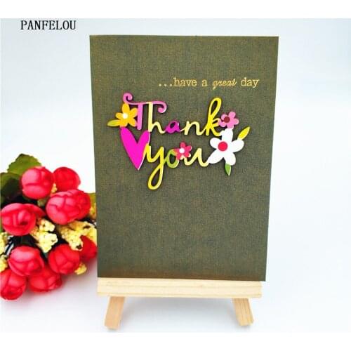 PANFELOU dies cutting dies Thank you wordsBirthday card Scrapbooking DIY album cards paper die metal craft stencils punch cuts