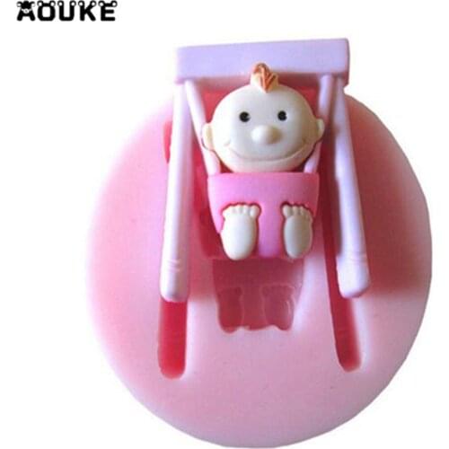 DIY Tools for Cake Decoration Lovely Baby Swing Chocolate Liquid Silicone Pastry mould Jello Pudding Ice Cube Soap Molds