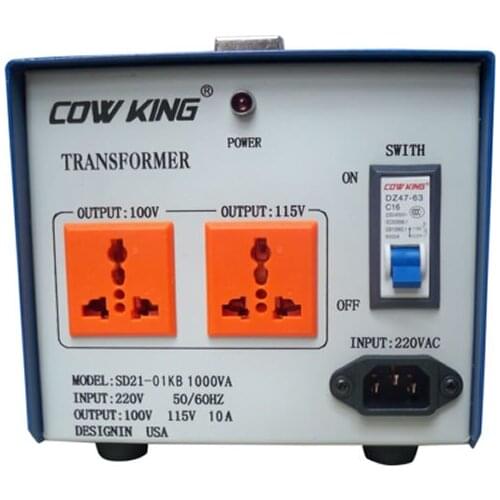 American COWKING 100% pure copper 220V to 100V 115V 1000W transformer, current: 10A, low resistance, high efficiency