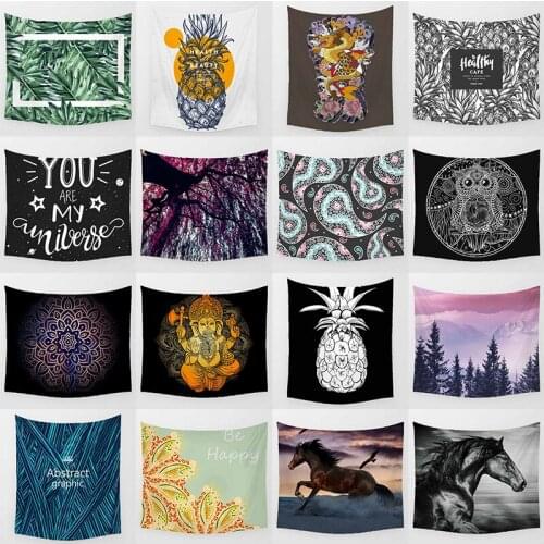 Tropical leaves owl abstract graphic running horse pineapple forest wall art tapestry small rectangle wall hanging tapestry