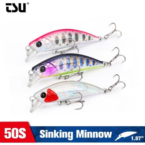 TSURINOYA Fishing Lure 3PCS Sinking Minnow INTRUDER 50mm 5g Trout Bait Jerkbait Long Casting Stream Fishing Tackle