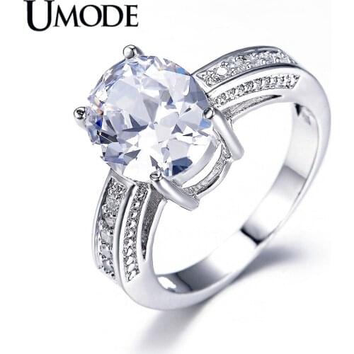 UMODE 4 Prongs Setting 13*10mm 5ct Oval Cut Big AAA+ CZ Engagement Rings For Women Cheap Wedding Jewelry Store AUR0004