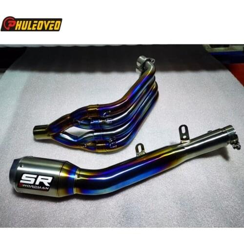 Blue Burnt Titanium Alloy Motorcycle Exhaust Full System for Honda CBR650F CBR650R CB650F CB650R 2015-2020 Header Muffler Demper