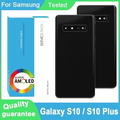 Back Glass Replacement For Samsung Galaxy S10 S10 Plus S10+ Battery Cover Rear Door Housing Case Camera Glass Lens Frame
