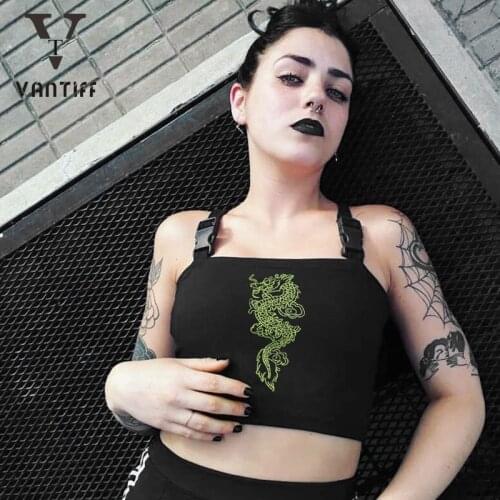 Fashion Streetwear 2020 Summer Women Crop Tank Tops Dragon-print Embroidered Leopard Print Stitching Vest for Female Street