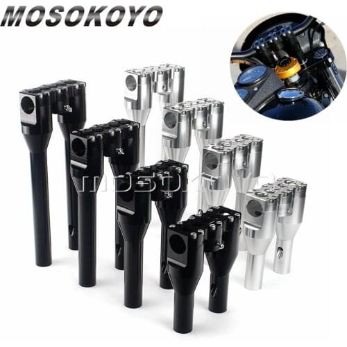 1-1/2" Club Style Top Clamp Straight Upright Modular Handlebar Risers For Harley Sportster 883 1200 Touring Dyna Softail Custom