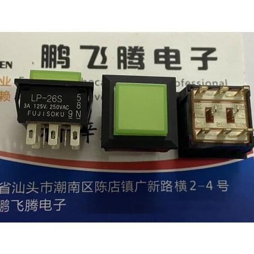 1PCS Japan FUJISOKU LP-26S LP2S-26S-559-Z square panel reset touch button switch 8 feet with green light 17.5*17.5