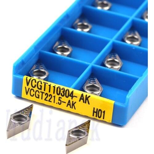 10Pcs VCGT110302-AK H01 CNC Lathe Tools VCGT110304-AK H01 Carbide Inserts VCGT110308-AK H01 Cutting Tools Alumilum Turning Tools