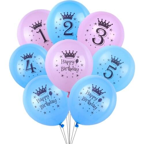 10p Blue Pink Digital Latex Balloon Helium Boy Girl Happy Birthday Party Baby Shower Decor Supplies Kids Toy Number Air Balls