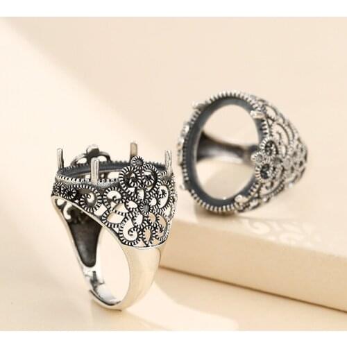19*14mm 925 STERLING SILVER Semi Mount Bases Blanks base blank Pad rings ring Setting set diy A5542