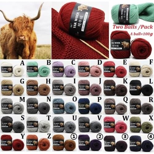 2 Balls/Pack 200g 30 Colors Yak Wool Cashmere Scarves Hat Worsted Yarn Wool Hand-knitted Knit Crochet Medium Thick Wool Thread