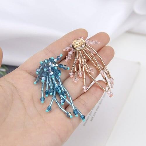 2pcs Fashion Charm Crystal Beads fashionable earrings for women Flower Pendant Earrings Hair Accessories Diy Jewelry Findings