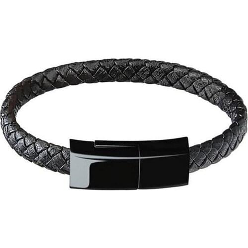 22CM Leather Portable Sports Micro USB Bracelet Charger Data Charging Cable Sync Cord For iPhone6 6S 7Plus Android Type-C Cable