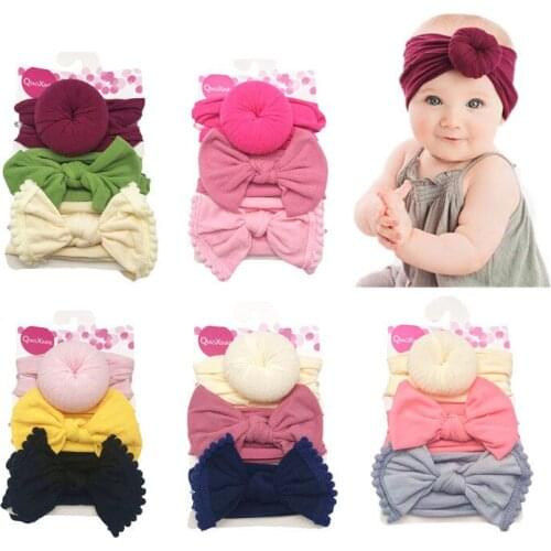 3Pcs baby headband lot Elastic Floral Infant Hair Bands baby Bowknot Hairband Set baby Girls accessories