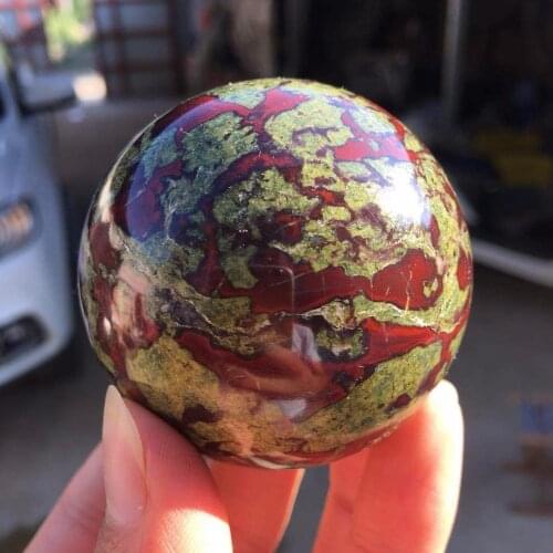 40-70mm Natural Dragon Blood Stone Jasper Crystal sphere ball healing +Ball seat