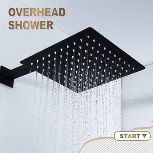 8/10/12 Inches Square/Round Showerhead Stainless Steel Black Ultrathin Bathroom Top Spray Shower Head Shower Room Accessories