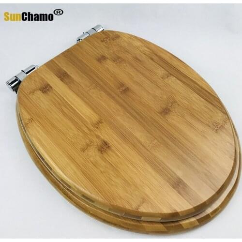 Solid Wood Bamboo Toilet Seat Cover Slow Down Thickening Length 400 To 470mm Width 330 To 390mm Bathroom Decoration Accessories