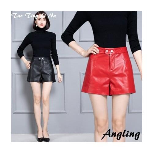 Top brand New 2020 Women Real Genuine Sheep Leather Shorts KS76 high quality